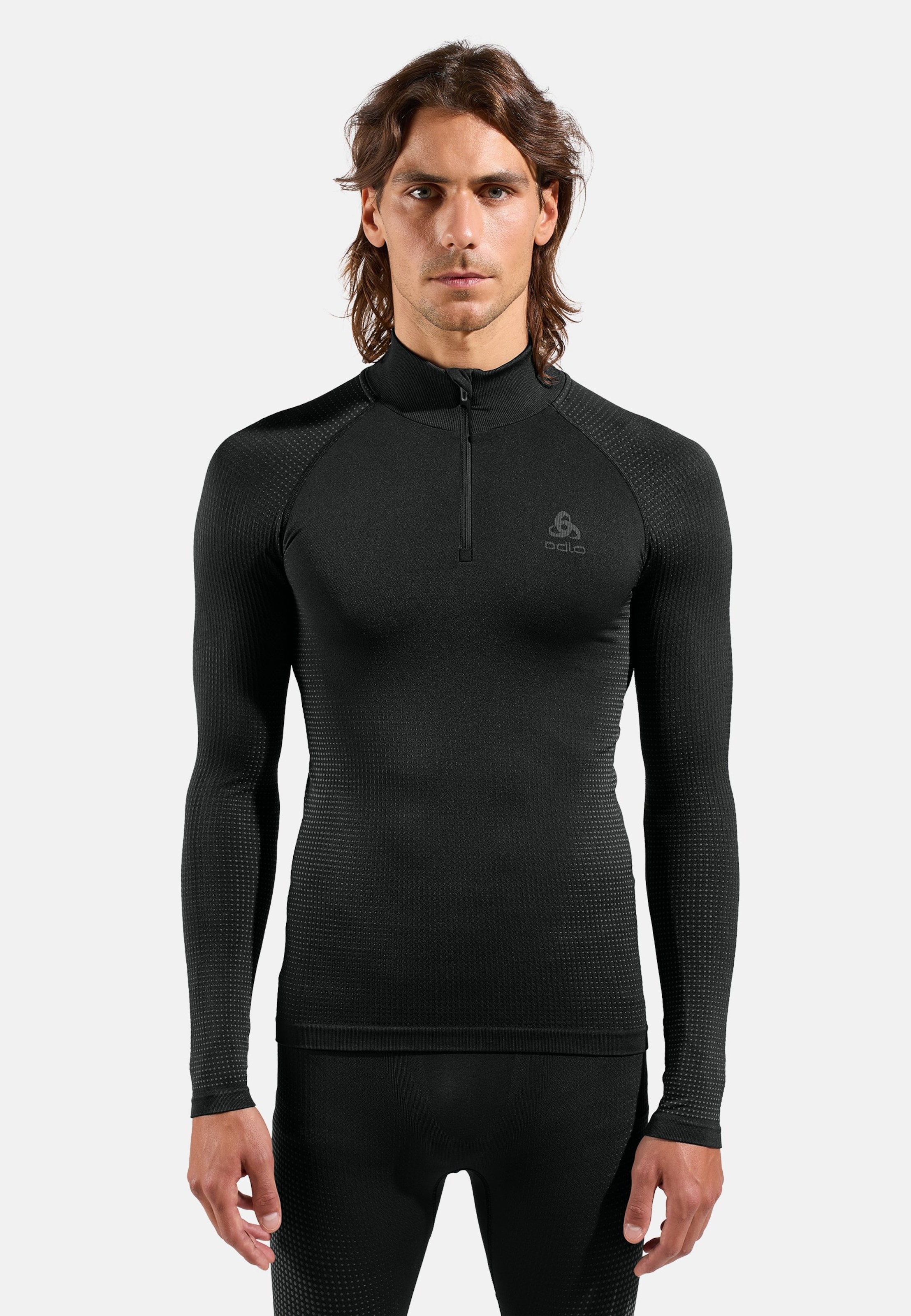 Performance Warm Base Layer Half Zip in black - odlo graphite grey