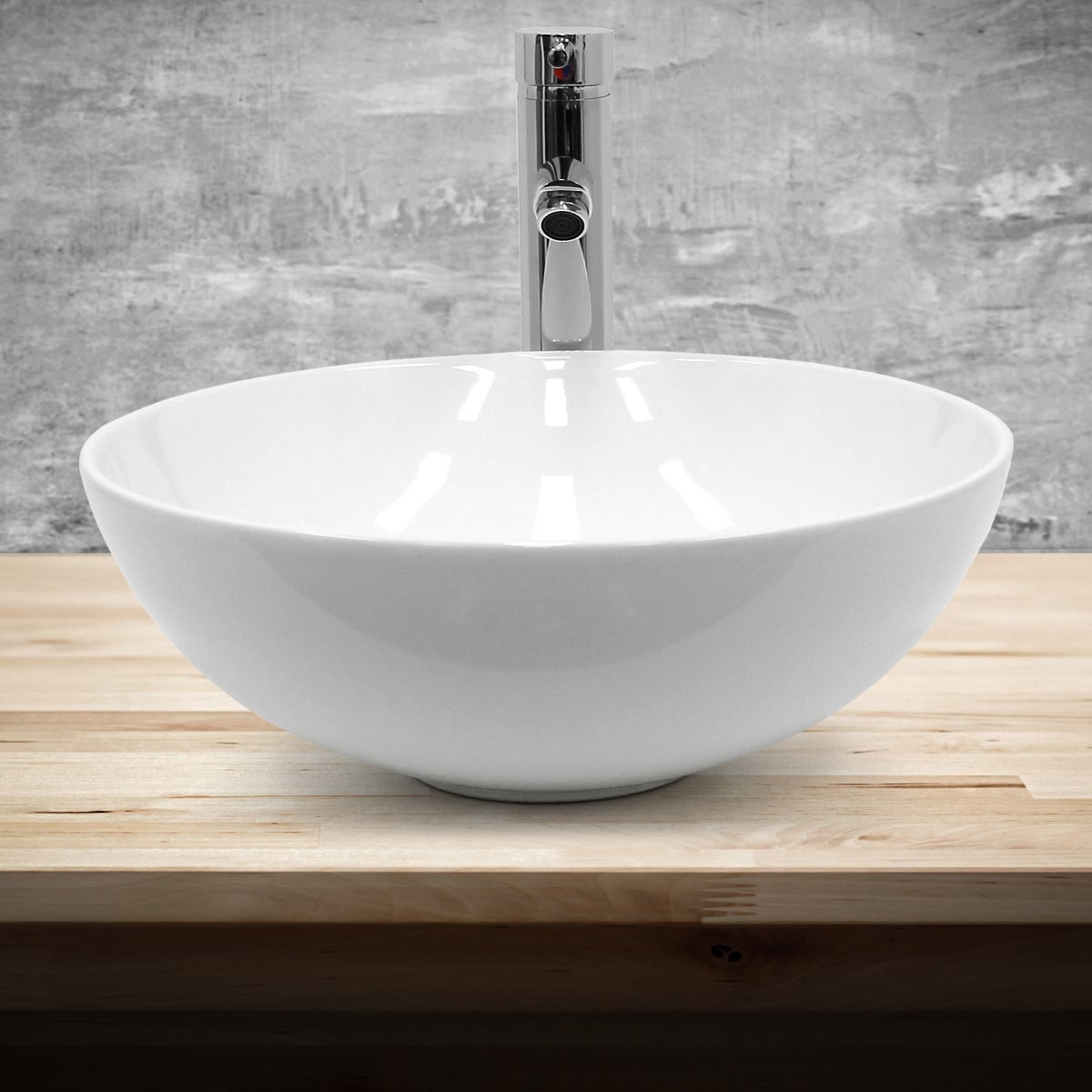 ECD Germany Wastafelmeubel Ø 320 x 135 mm van keramiek Rond Wit - Opzetwastafel Opzetwastafel Handwastafel Opzetwastafel Wasbak Waterval Waskom Wastafelsleutel