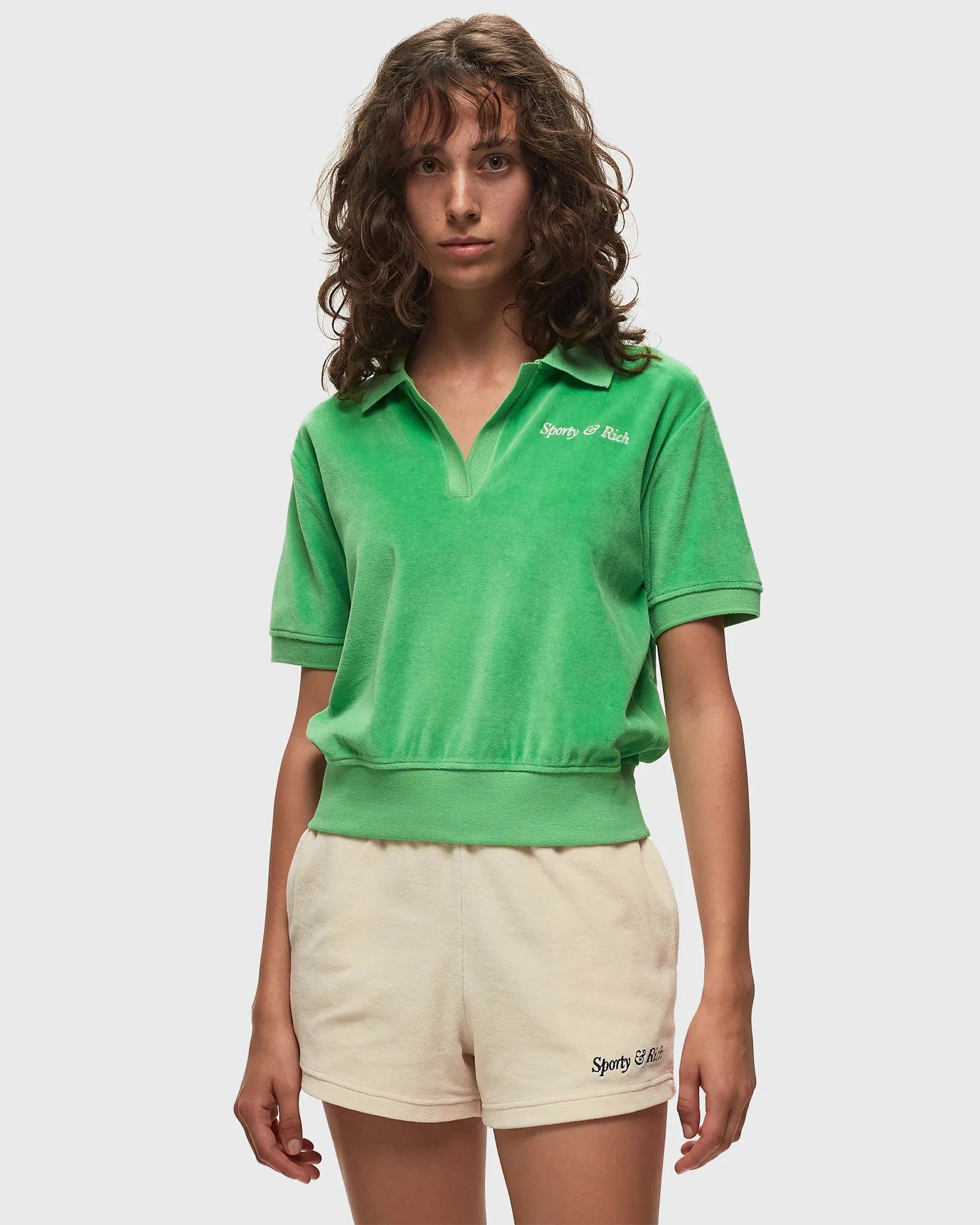 Sporty & Rich Italic Logo Embroidered Polo