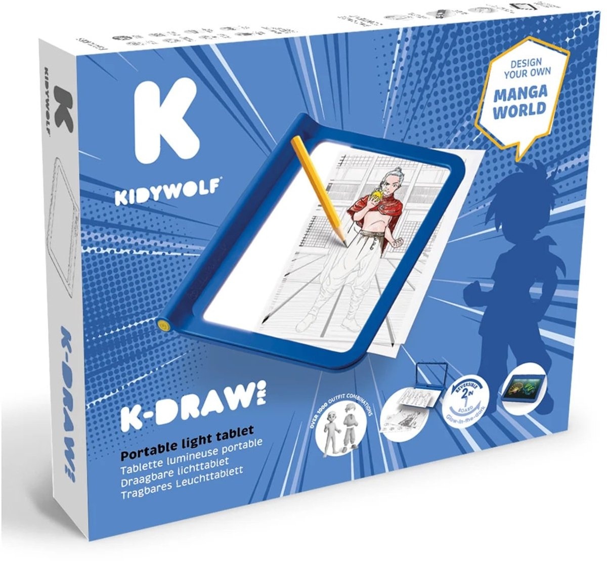 KidyWolf Kidywolf Kidydraw Pro Verlicht tekenbord Blauw