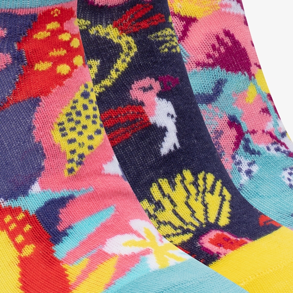 3 paar dames sneakersokken met all over print