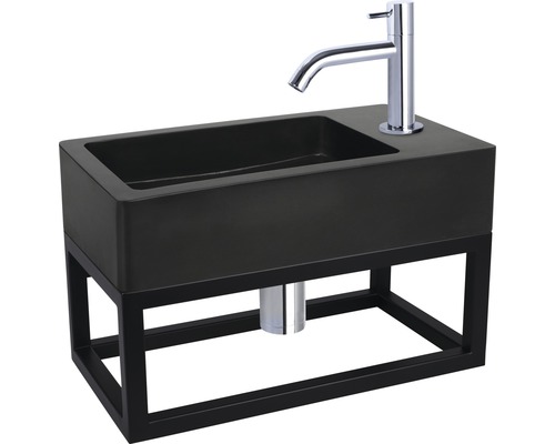 Verschil Handwasbak Hura L 40 x 22 cm Basaltsteen