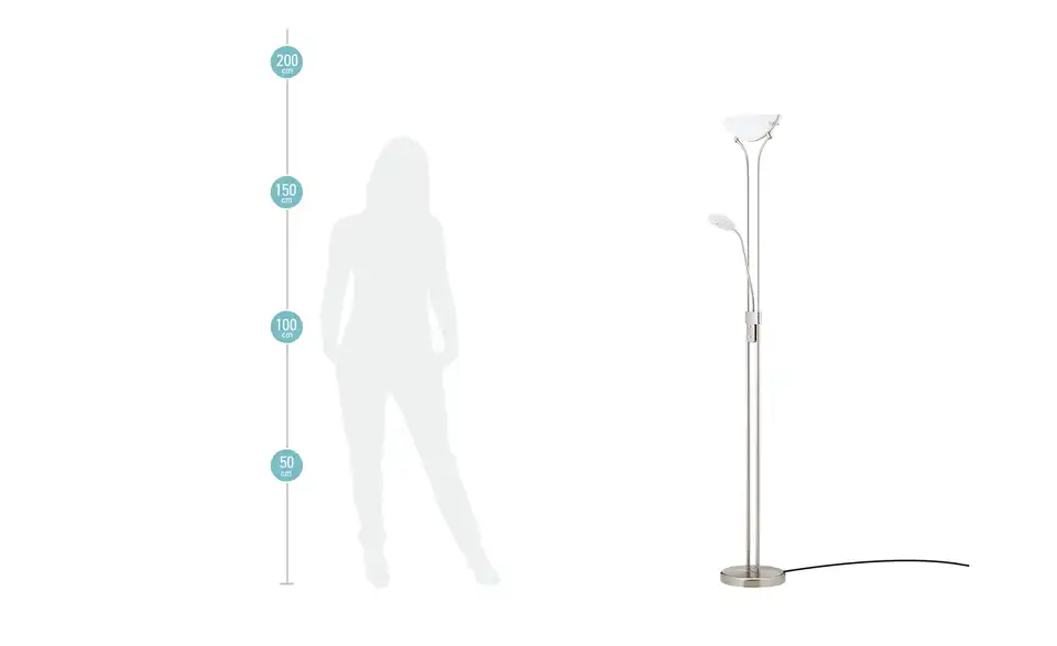 KHG LED Fluter 2-flammig matt, edelstahlfarben, silberfarben