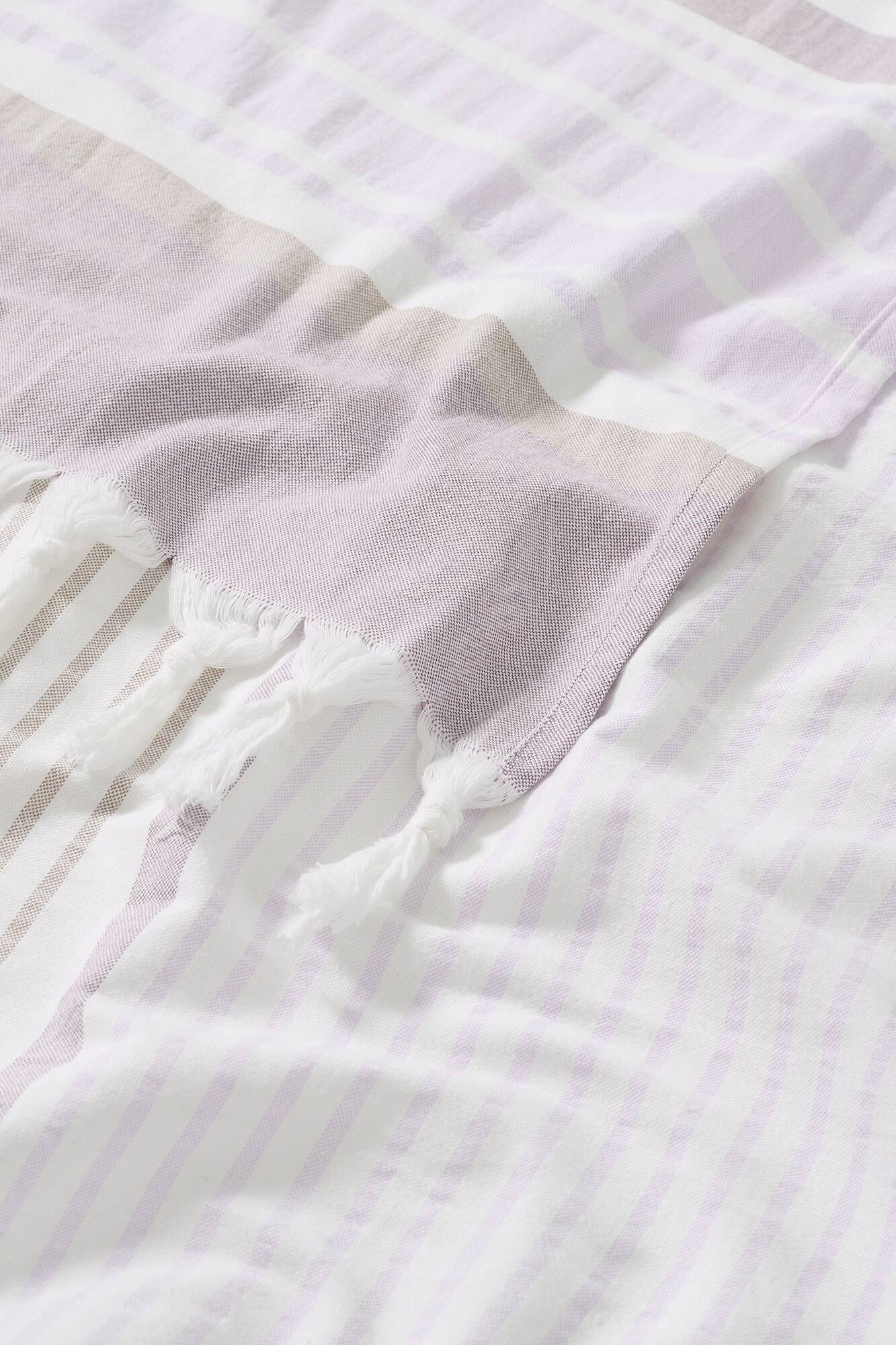 Toalha Pareô Listrada de Algodão - Roxo/Lilás