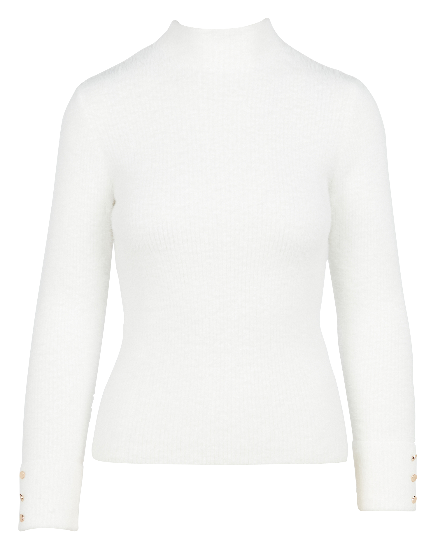 MORIK.N - Pull col montant maille duveteuse | Blanc