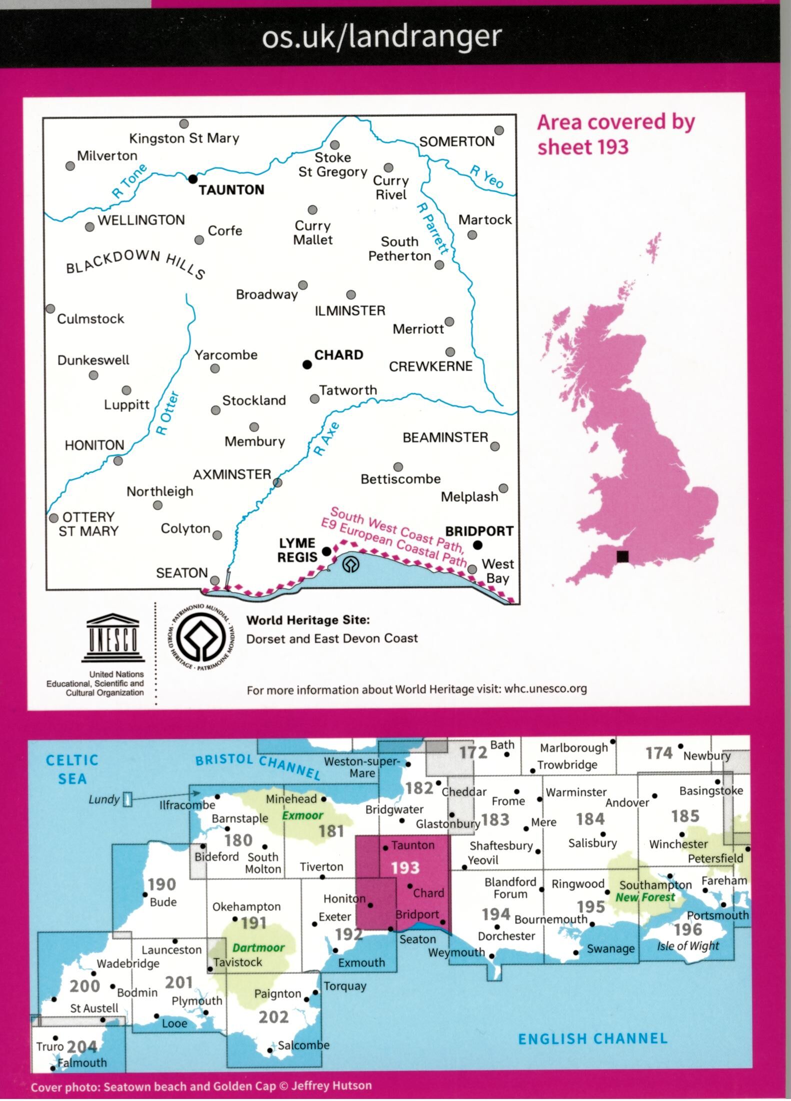 ORDNANCE SURVEY - 193 GB TAUNTON LYME REGIS 1 50 000