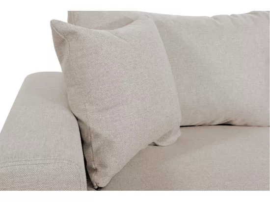 Canapé d'angle panoramique Oslo convertible avec coffres et poufs à droite - Tissu - Beige - L311 x P146 x H81cm - Loungitude