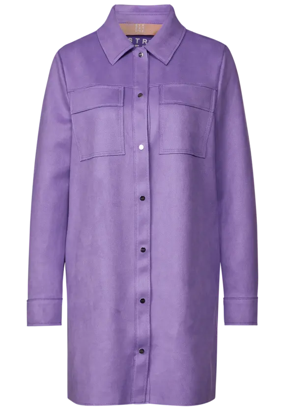 Long Velours Jacke - shiny lilac