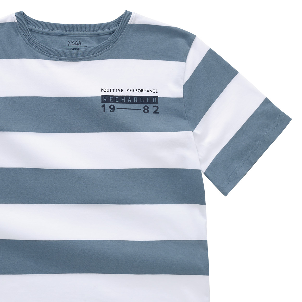 Yigga Jungen T-Shirt mit Streifen petrolblau / weiss