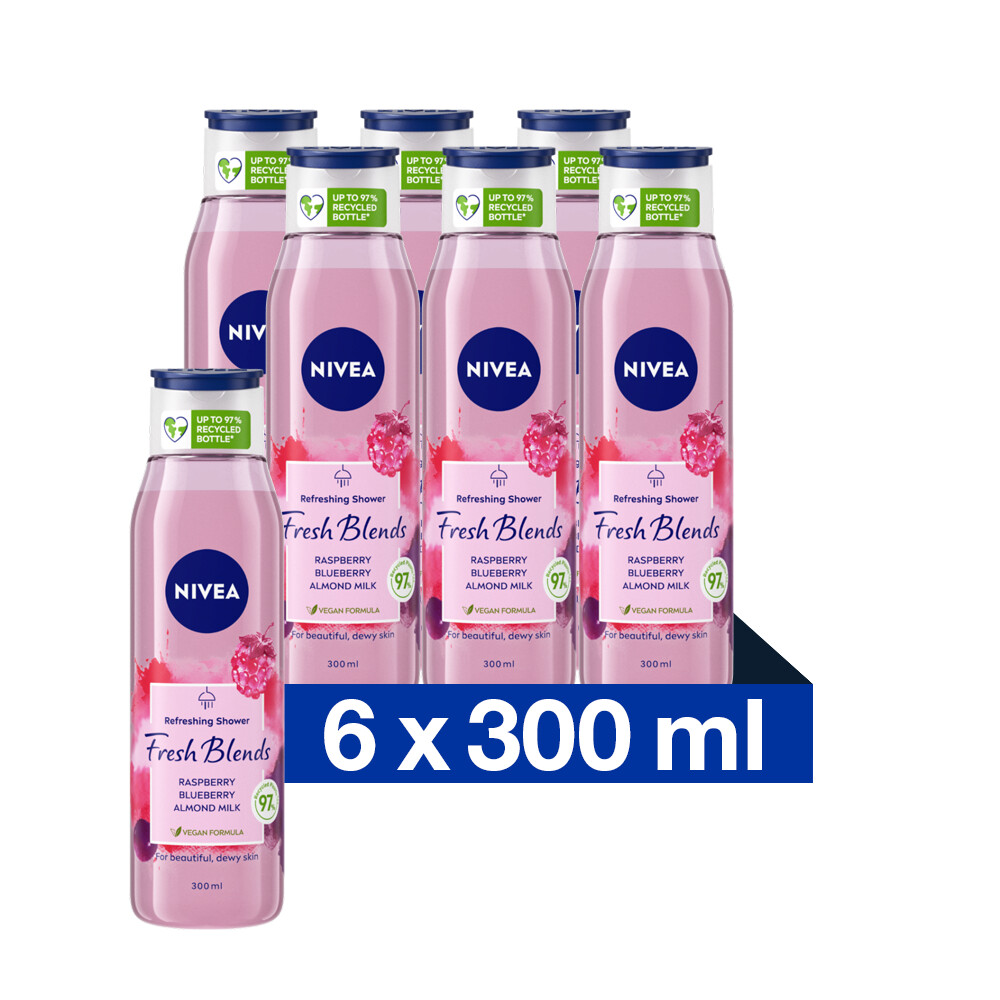 6x Nivea Fresh Blends Douchegel Fresh Blends Raspberry300 ml