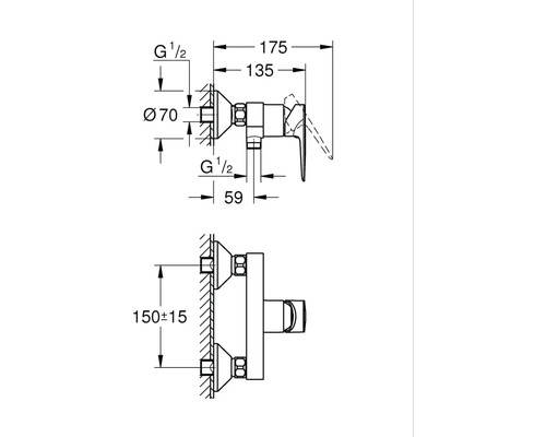 Grohe Quickfix douchekraan START EDGE 2020 chroom 23347001