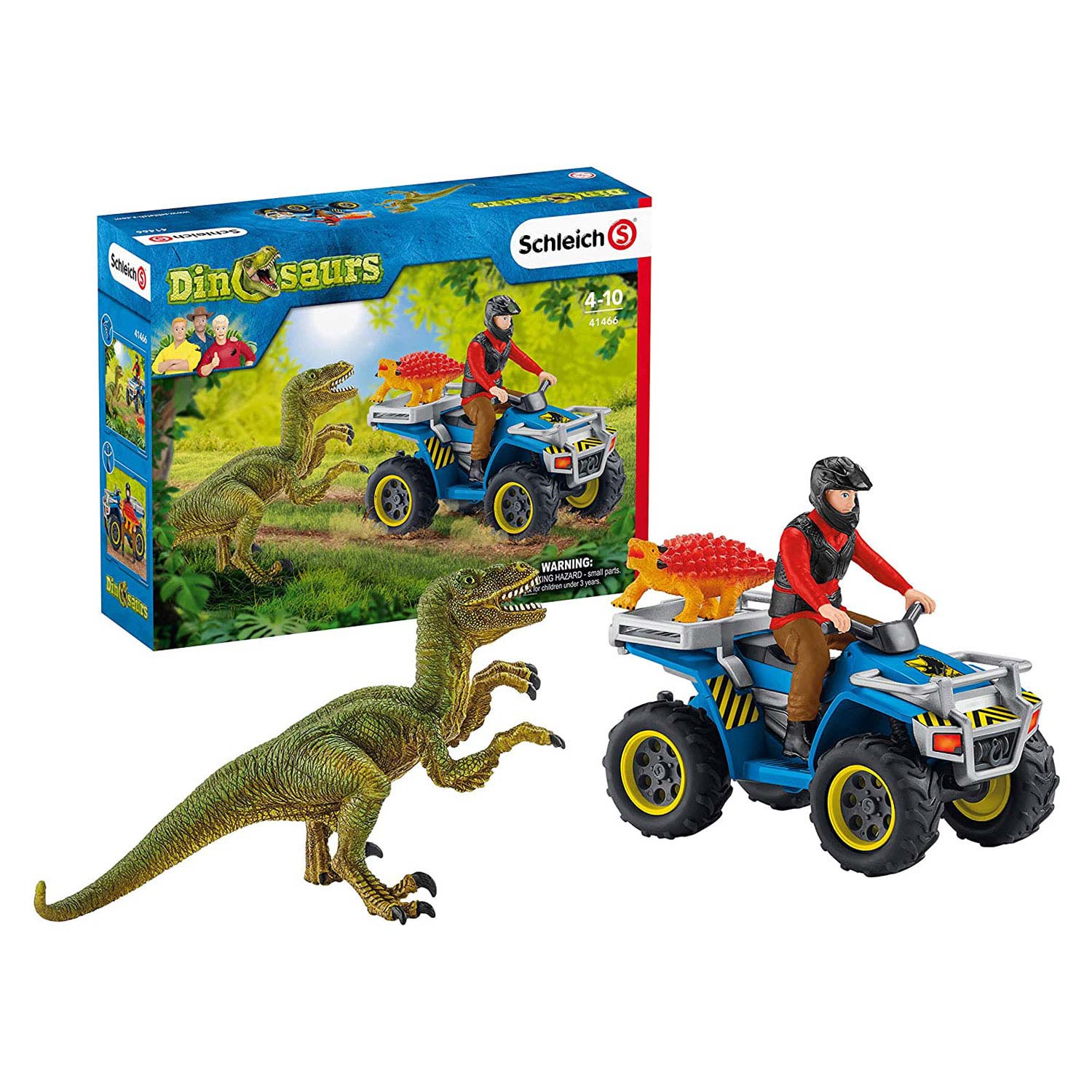 schleich DINOSAURS Vlucht van Velociraptor op Quad 41466