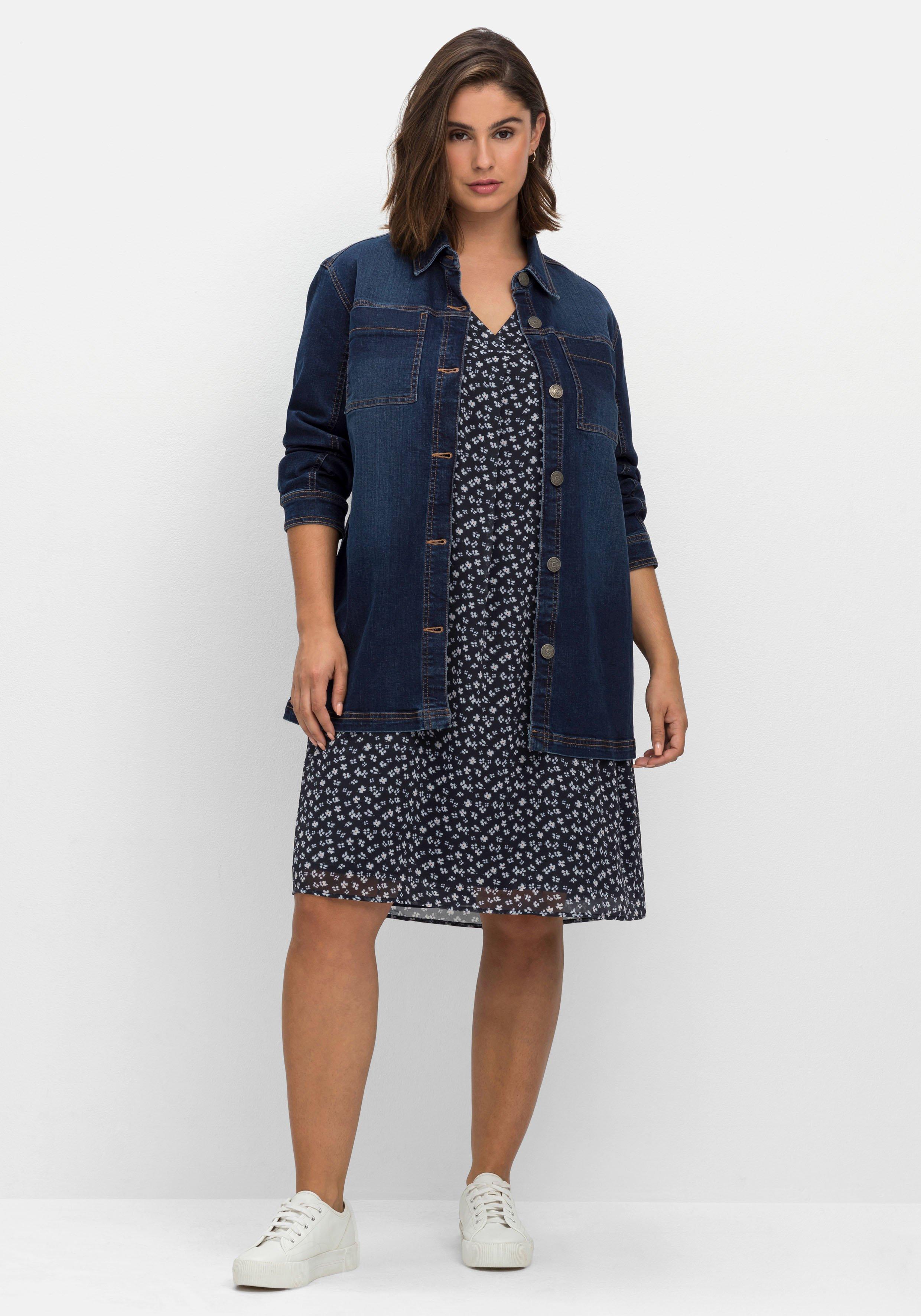 Denim-Shacket in leicht taillierter Form