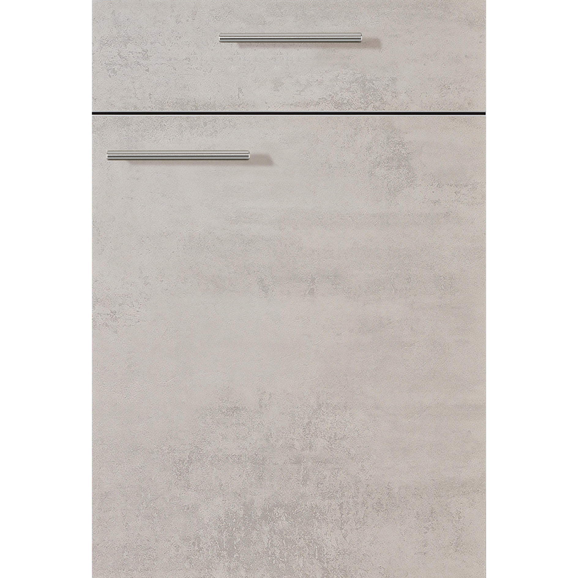 Küchenblock PN100 - Beton Perlgrau - Tanne Clay - mit E-Geräten - Kühlschrank links - 270 cm