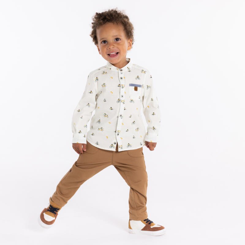Chemise animaux coton fantaisie blanche bébé garçon Blanc