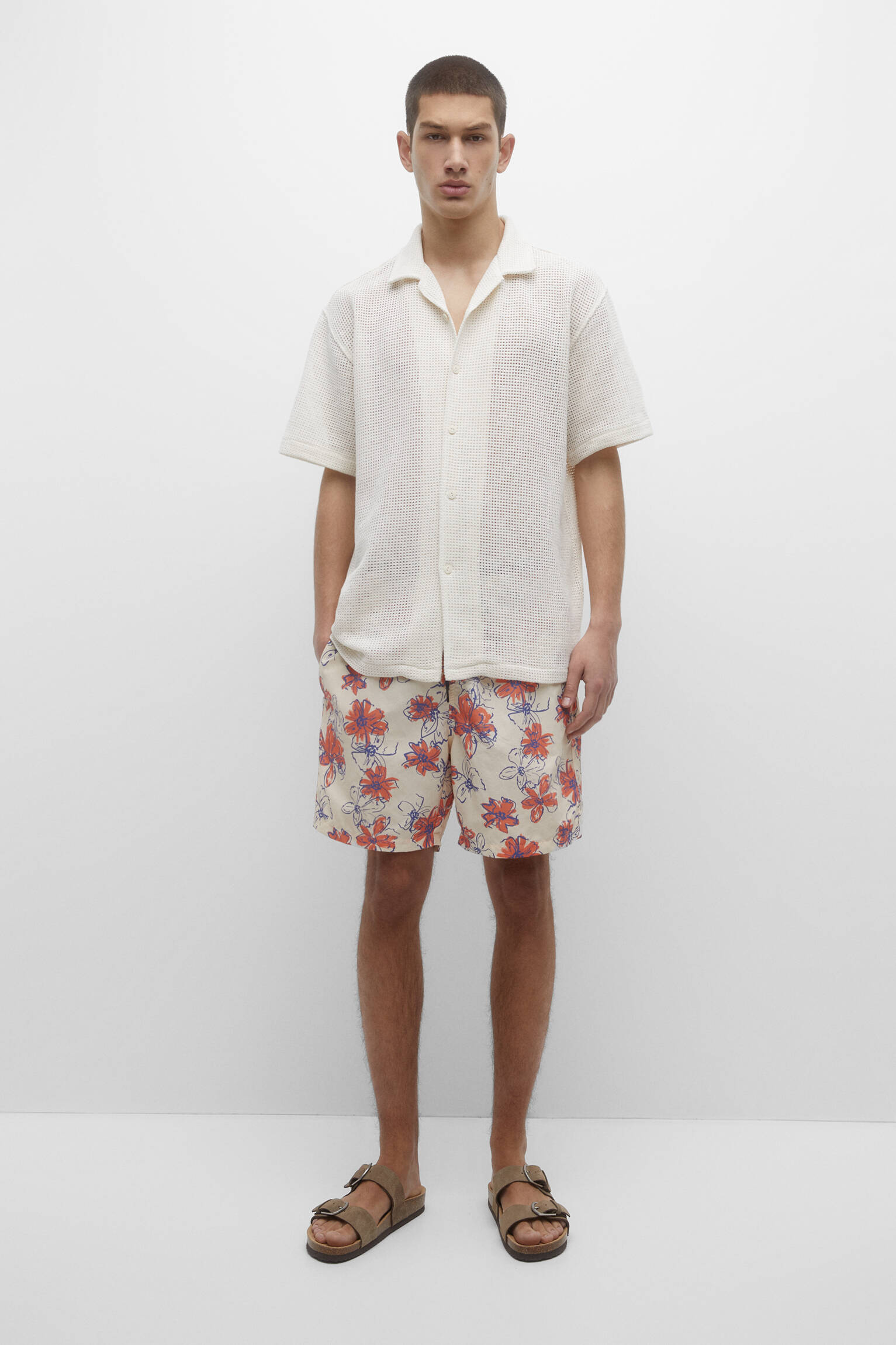 Maiô curto floral - Branco