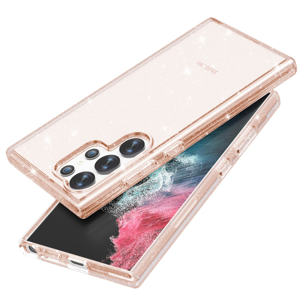 Samsung Galaxy S24 Ultra Hybrid Hardcase Schutzhülle im Glitzer Design - Gold / Transparent