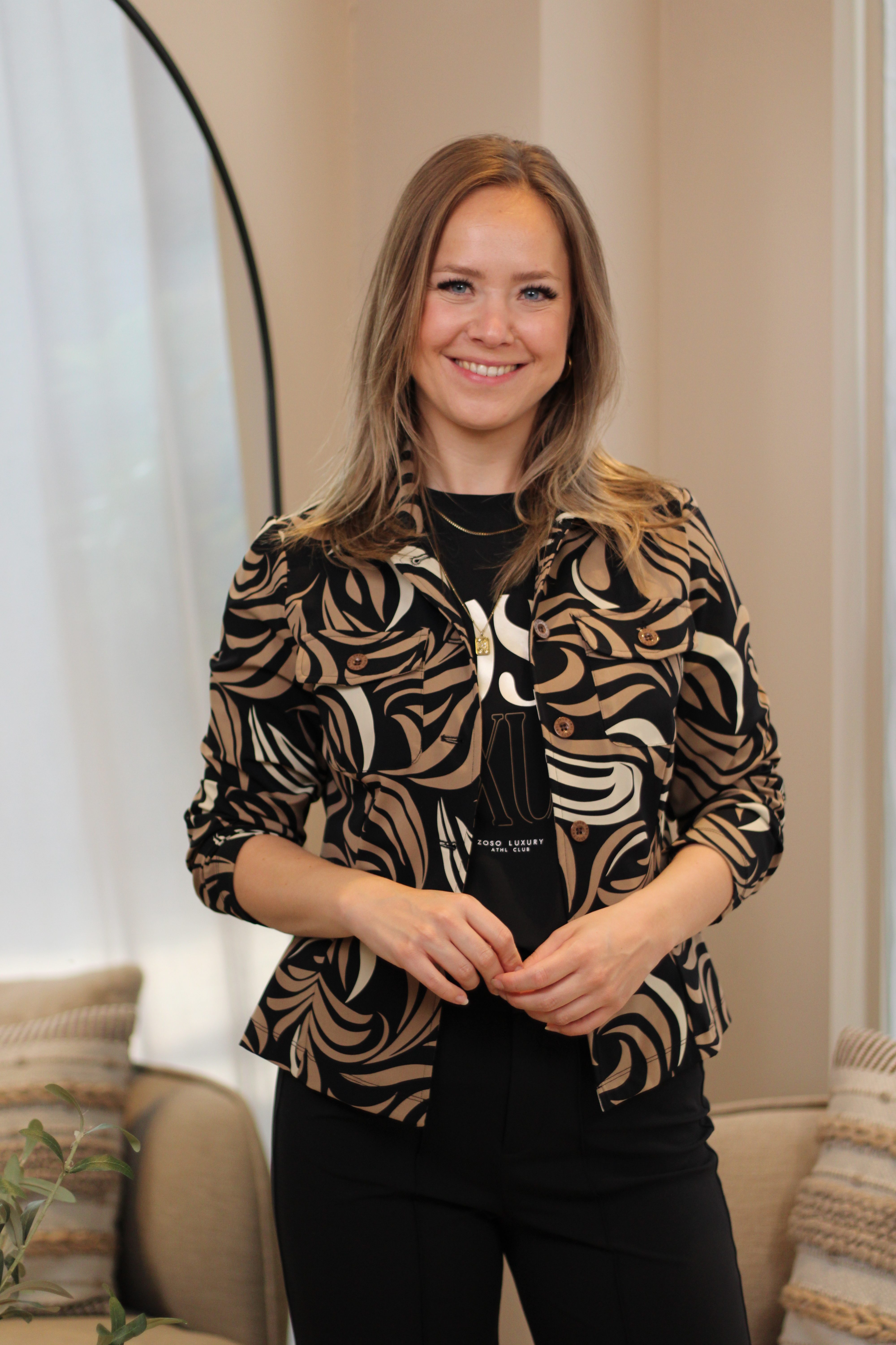 Zoso - Lauren Printed Travel Jacket - Black/Camel