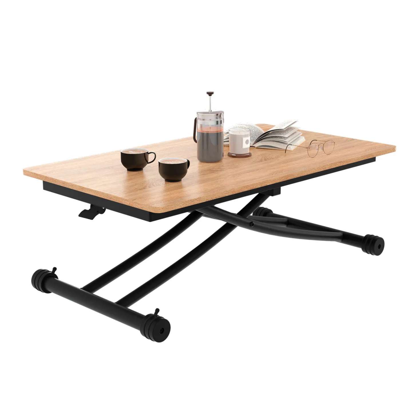 Table basse 2-en-1 relevable en table à manger 2 personnes URBANA design industriel