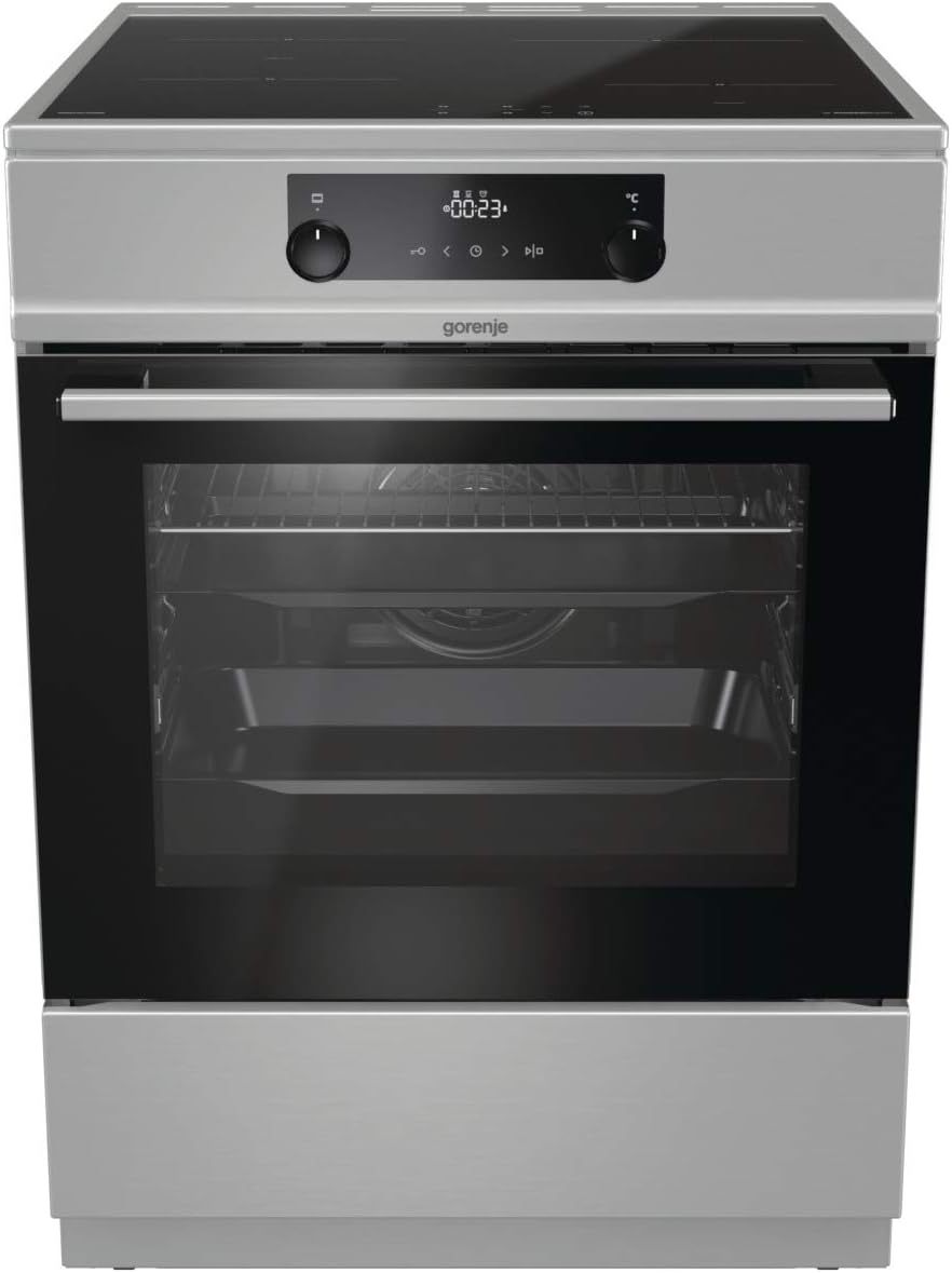 Gorenje GEIT5C61SPG Standherd mit Induktionskochfeld, 50 cm, 70 Liter,Silber, PerfectGrill, AirFry, FrozenBake, Pizza Mode 300°C, AquaClean, Made in Europe, inox