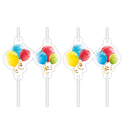 Decorata Party Strohhalme - 4er-Pack - Funkelnde Luftballons