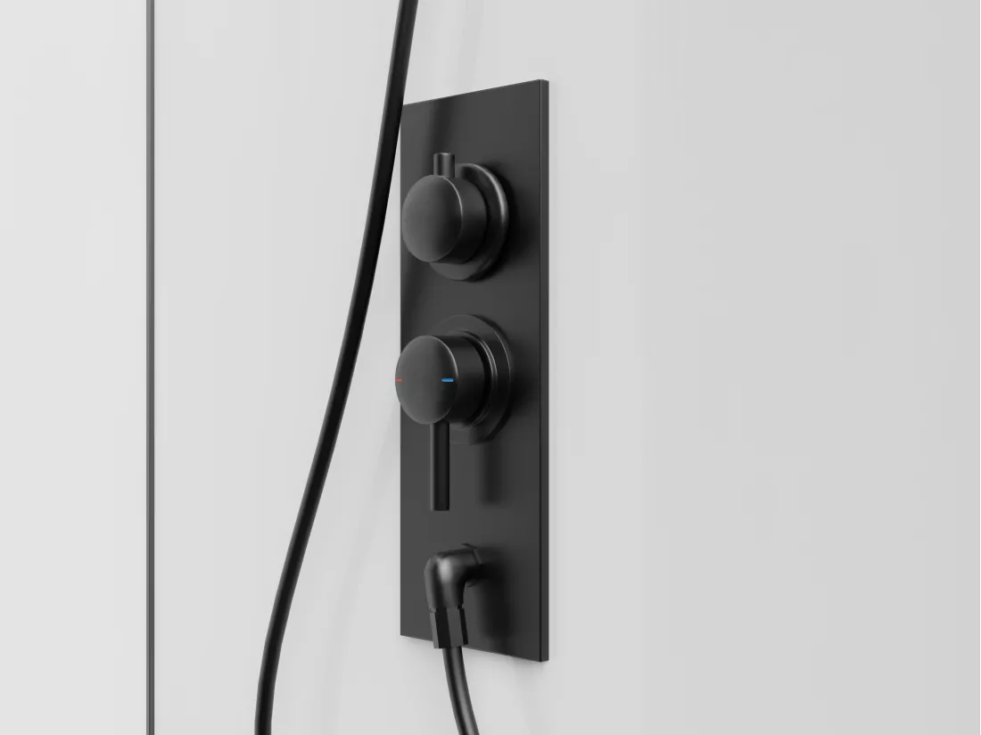 Cabine de douche installation réversible - Hauteur ajustable - Blanc et noir - L80 x l80 x H209/225 cm - BADONI