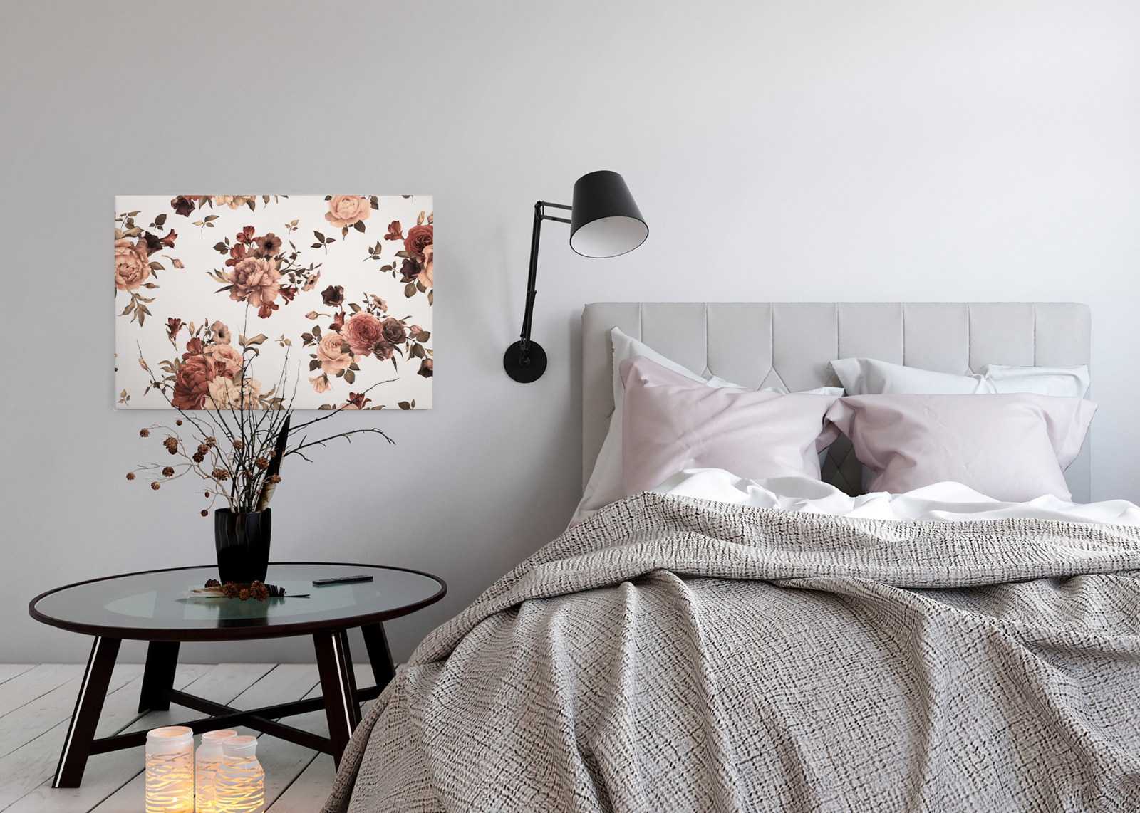 LeinwandbildBLUMEN BOUQET - beige-weiß - 90x60 cm