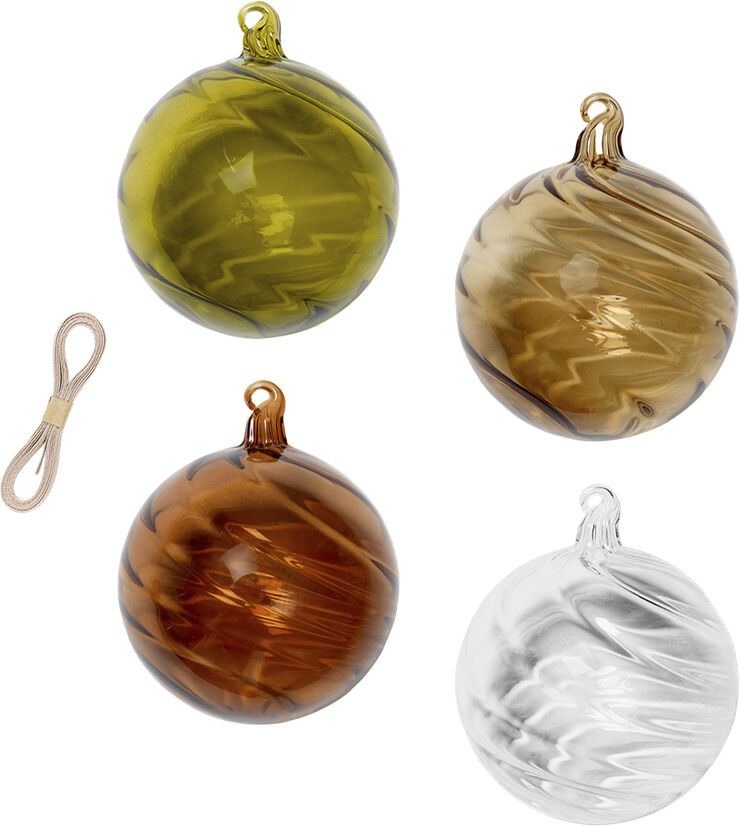 ferm LIVING Twirl Ornaments - L - Set of 4 - Mu Multi