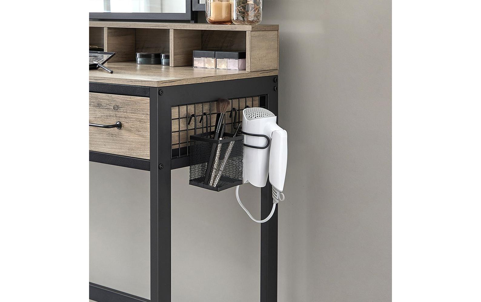 Schminktisch mit Hocker und Spiegel Greige/Schwarz<br>Kosmetiktisch