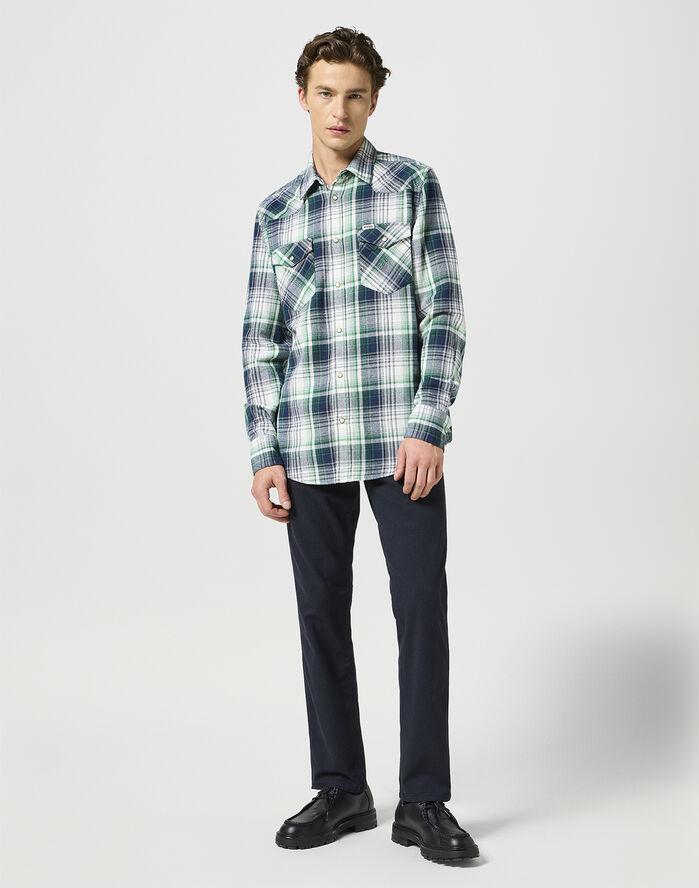 Wrangler WESTERN SHIRT GREEN BLUE Tern