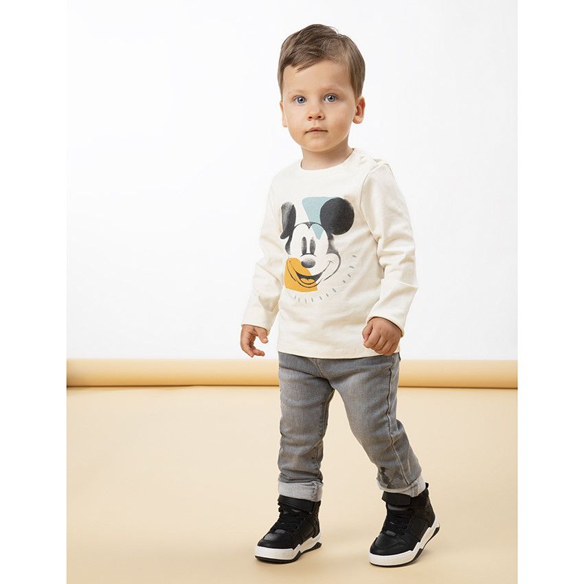 T-shirt manches longues en jersey print Mickey Disney pour bébé garçon - Blanc