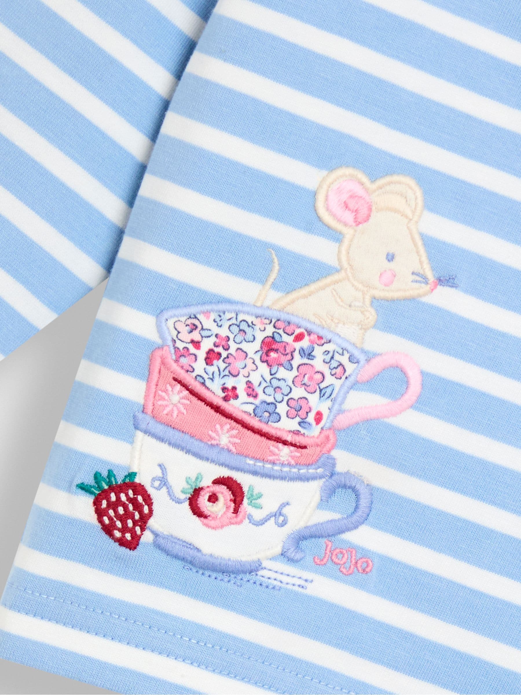 Blue Mouse Tea Party - JoJo Maman Bébé top met Strepen applicatie