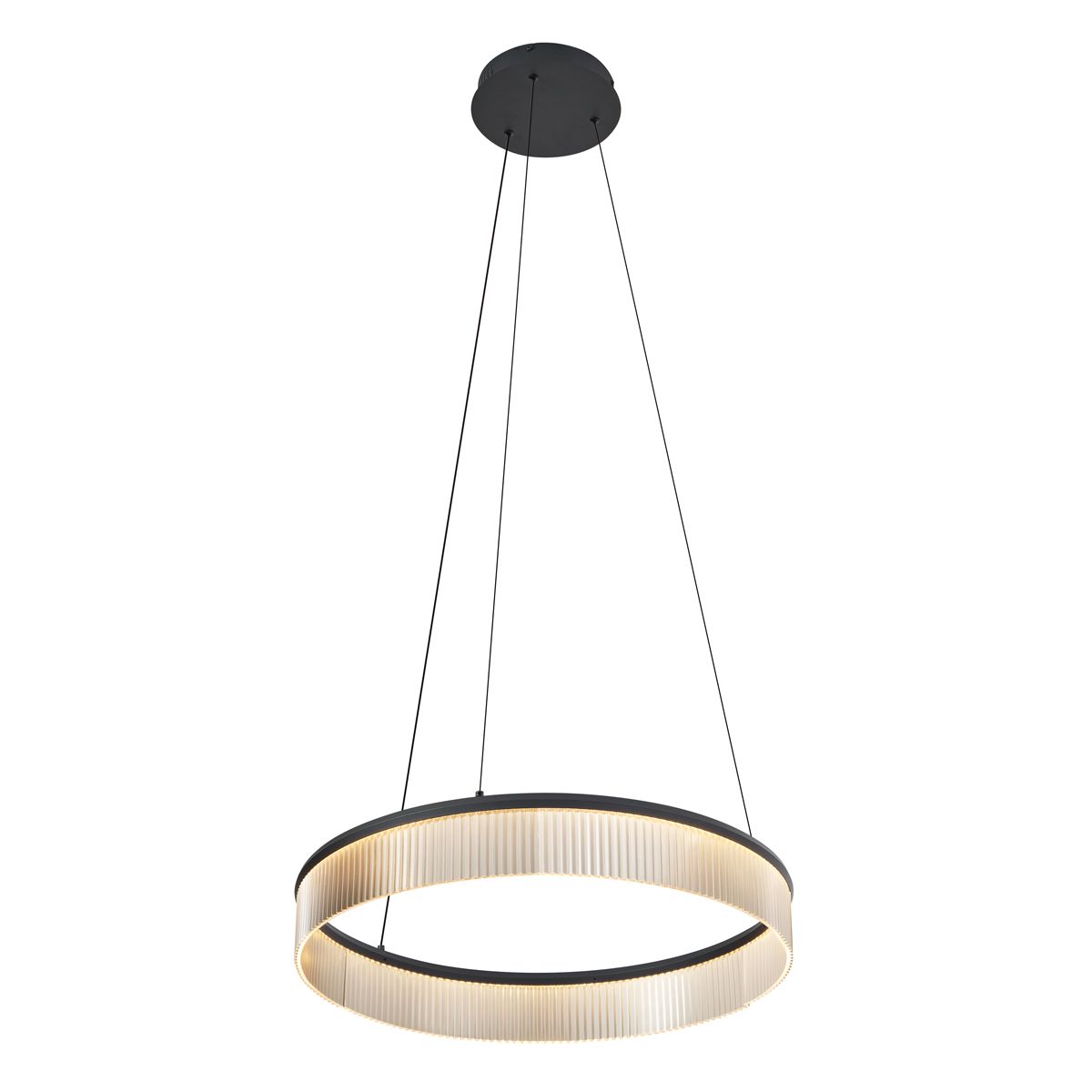 Moderne hanglamp zwart 59cm incl. LED 3-staps dimbaar - Anello Chandelier