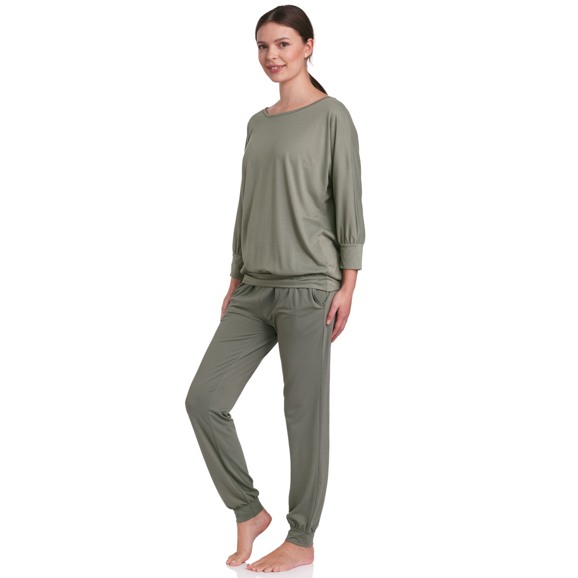 Gina Sports Damen Yoga-Shirt mit 3/4-Arm oliv