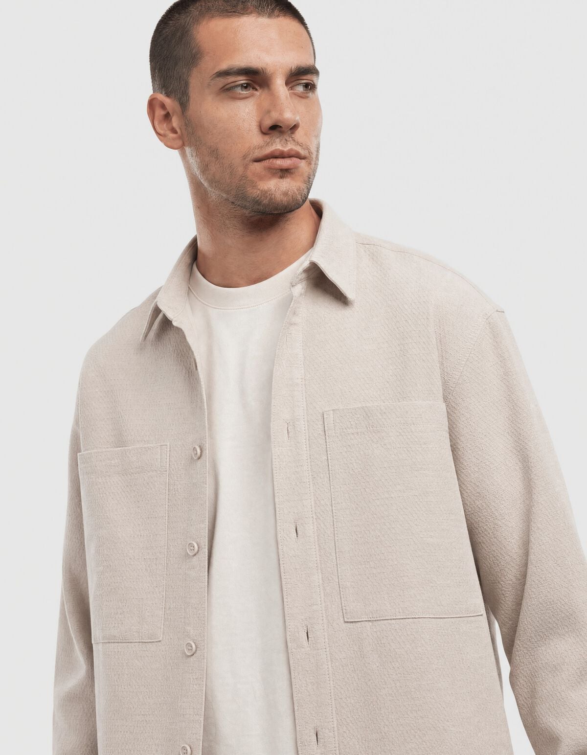 Block Jacquard Overshirt Zand
