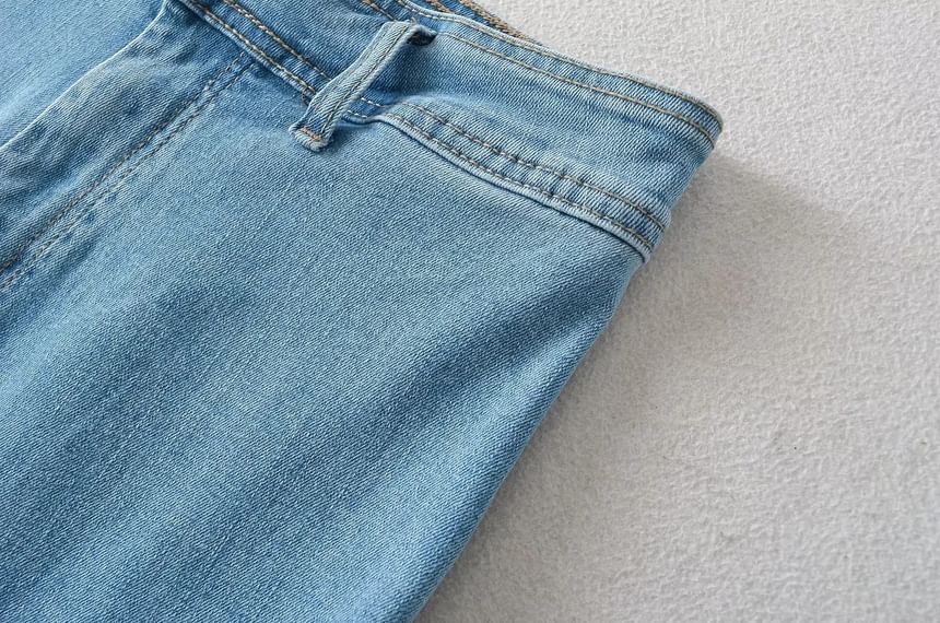 Avauntgardo - High Waist Washed Gerafelde Wijde Jeans