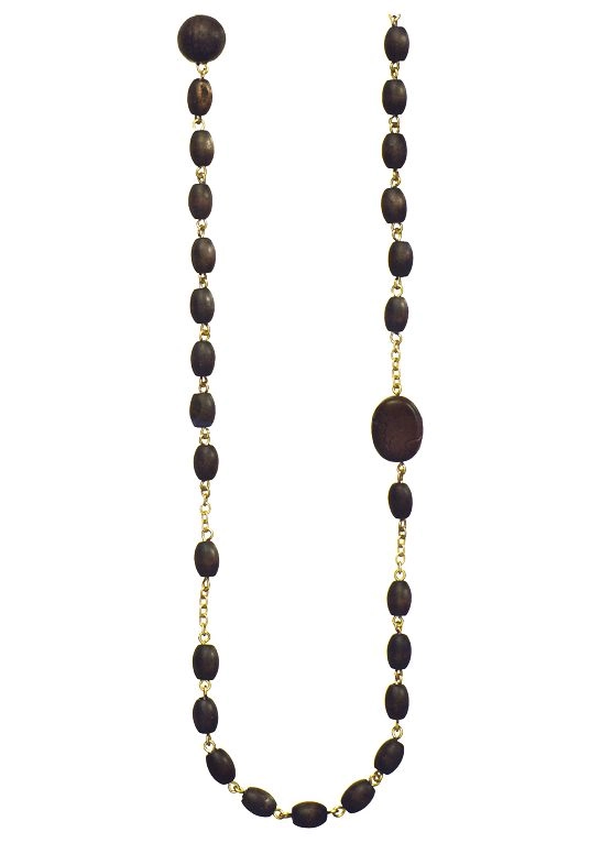 Pilgrim Damenkette :wooden beads black/matt gold 387031