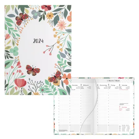 Idena Wochenkalender 2024 A6 Flower Wearth FSC-Mix