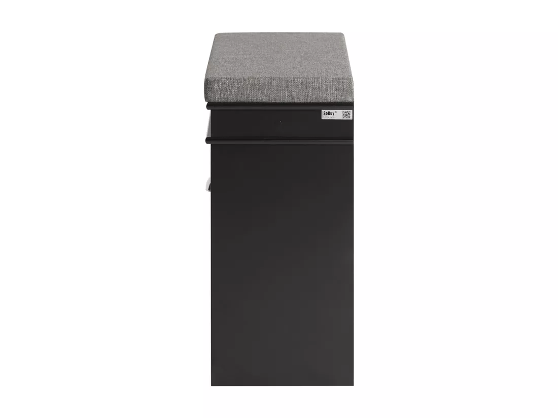 Banc à Chaussures Meuble à Chaussures avec Assise Coussin Rembourré et Abattant, FSR82-K-SCH