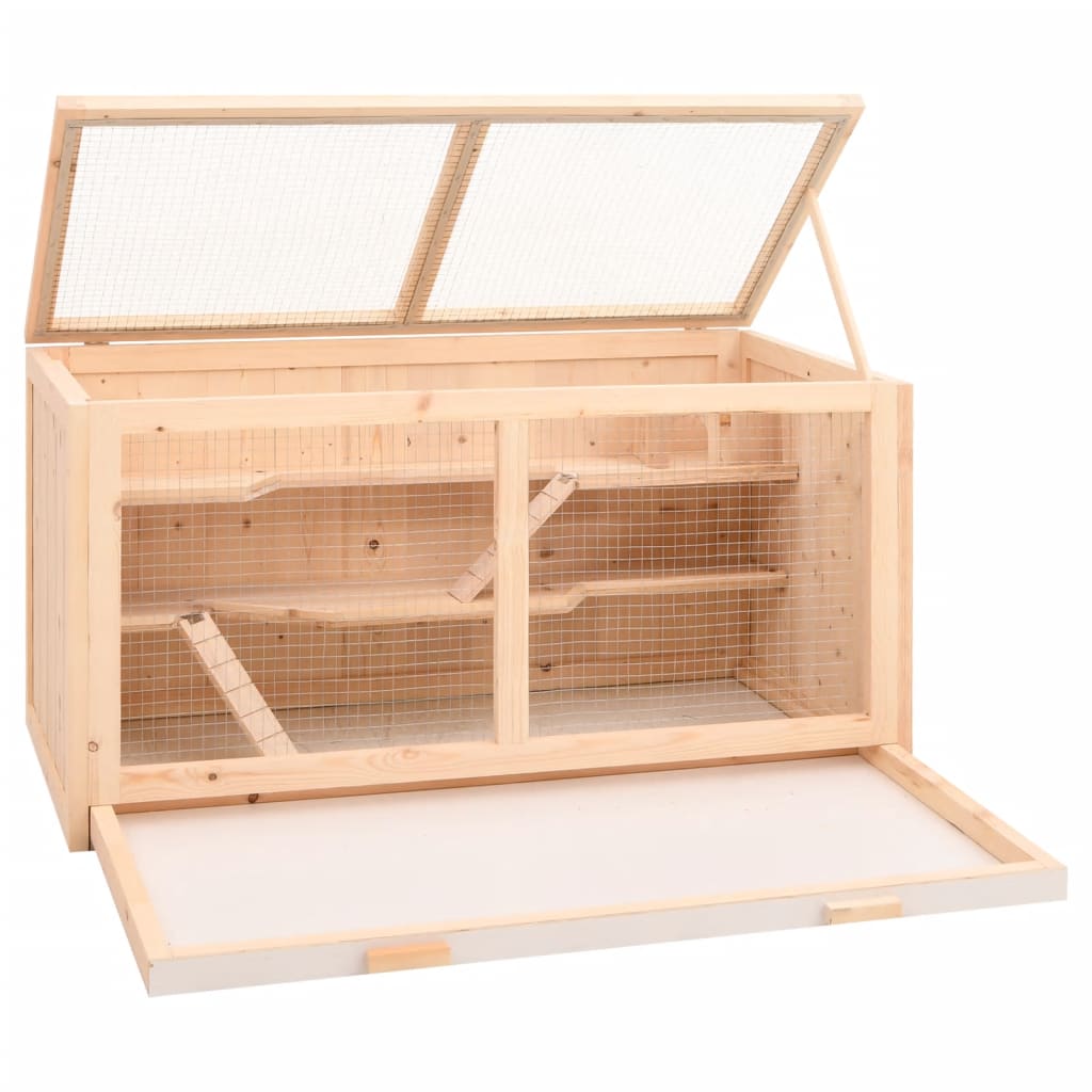 Gaiola para hamster vidaXL em madeira maciça de abeto, 104x52x54 cm