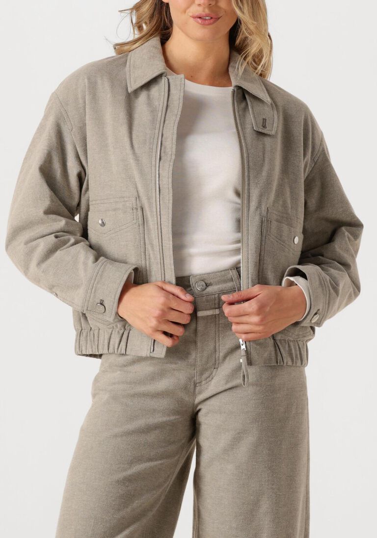 taupe closed jack zipped jacket