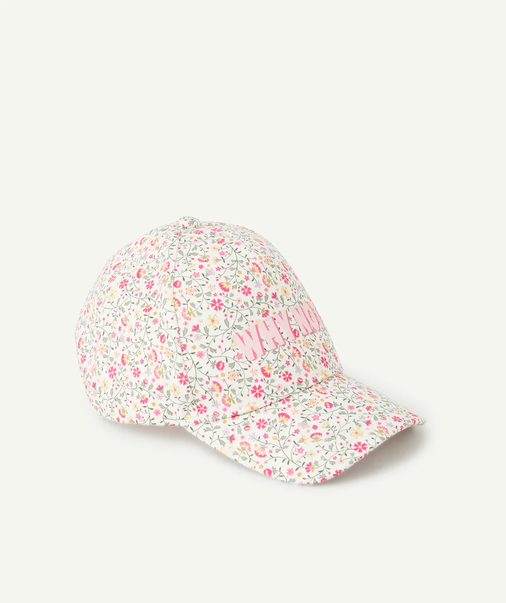 CASQUETTE FILLE EN COTON IMPRIMÉ FLEURI AVEC MESSAGE
