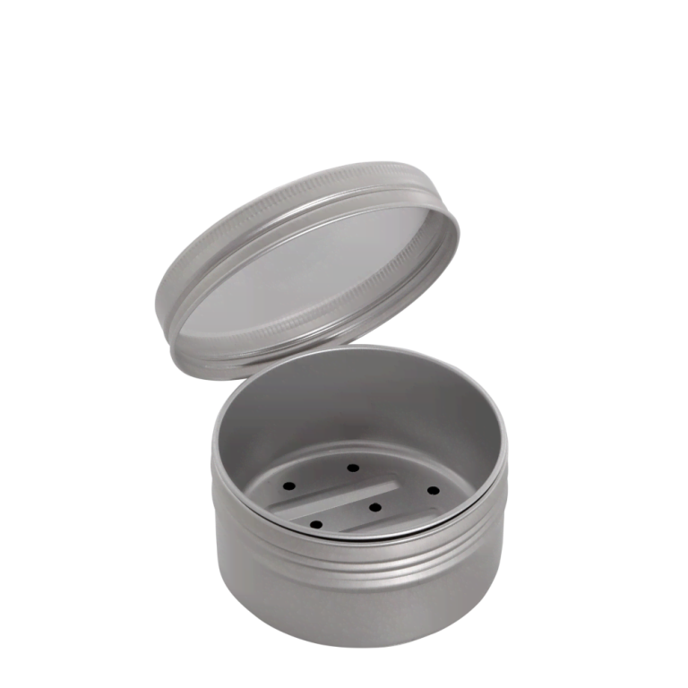 Seifendose mit Ablaufsieb, Aluminium