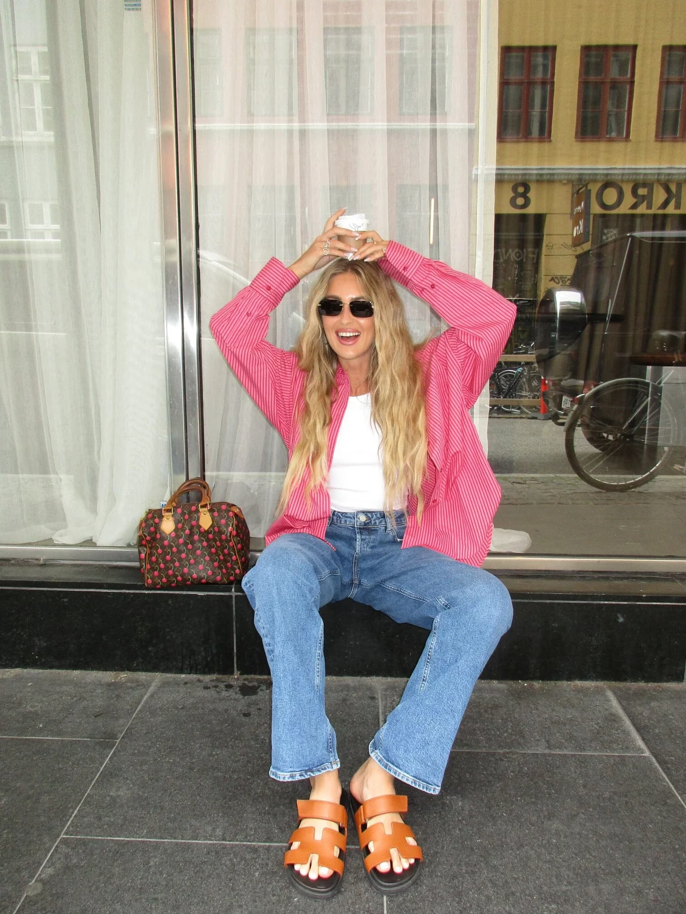 Jjxx Jxjamie Ls Relaxed Poplin Shirt 4235856 cerise stripe