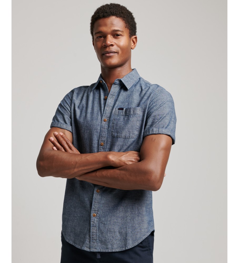 Camisa de manga curta Superdry Vintage Logo Loom, azul
