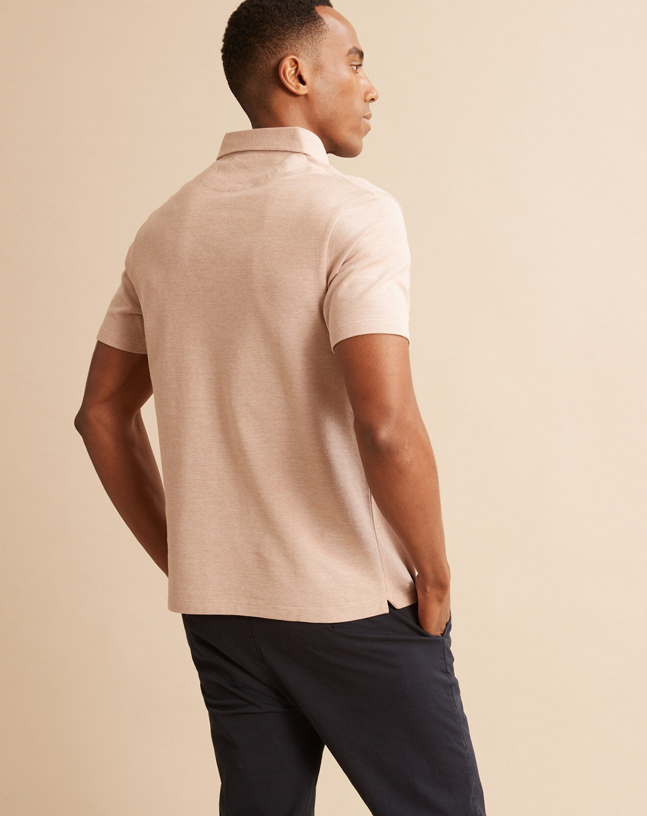 Cyrillus Polo en maille piquée effet chiné beige