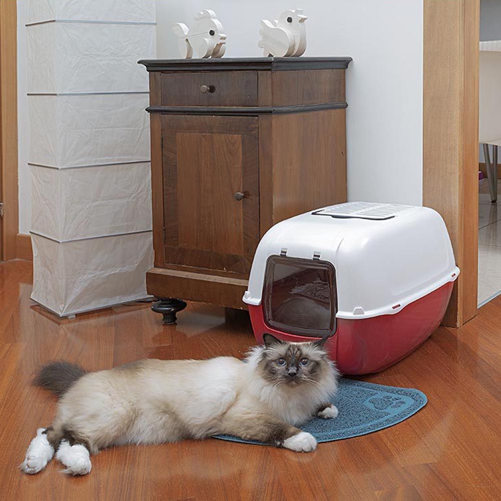 Ferplast bac litiere pour chat, maison de toilette pour chat, 2 filtres à charbon actif anti-odeur inclus, porte battante