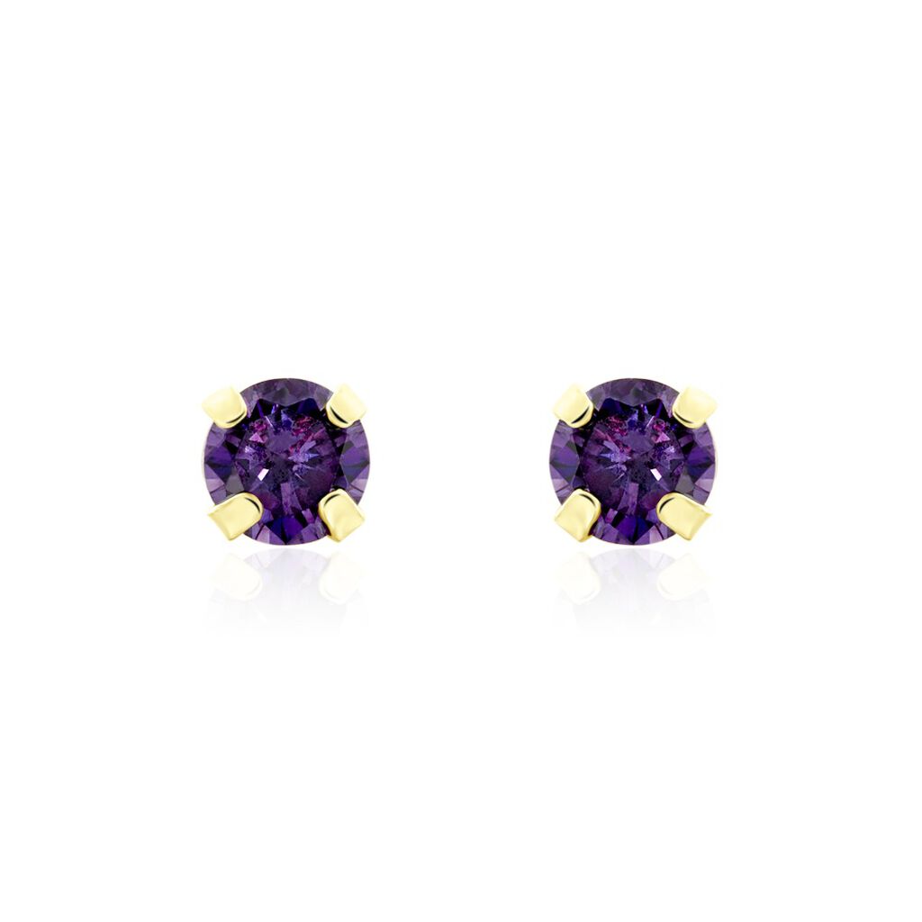 Boucles D'oreilles Puces Or Jaune Oxyde De Zirconium