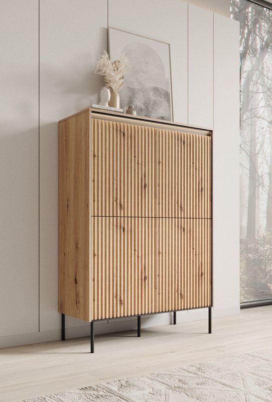 Meubella - Timoteo - Dressoir - Eiken - 4 Deuren - 8 Opbergvakken