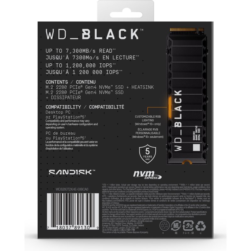 Western Digital Black WD_BLACK SN850X NVMe 2 To M.2 PCI Express 4.0